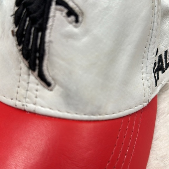 Vintage Logo Athletic Atlanta Falcons LEATHER hat buckle back, 90's, White /red - Picture 8 of 8